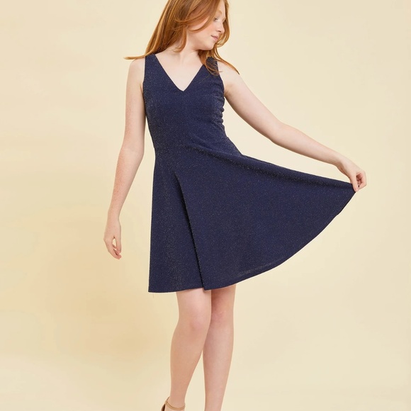 Un Deux Trois Navy Blue Sparkle Kids Formal Dress - Picture 5 of 5